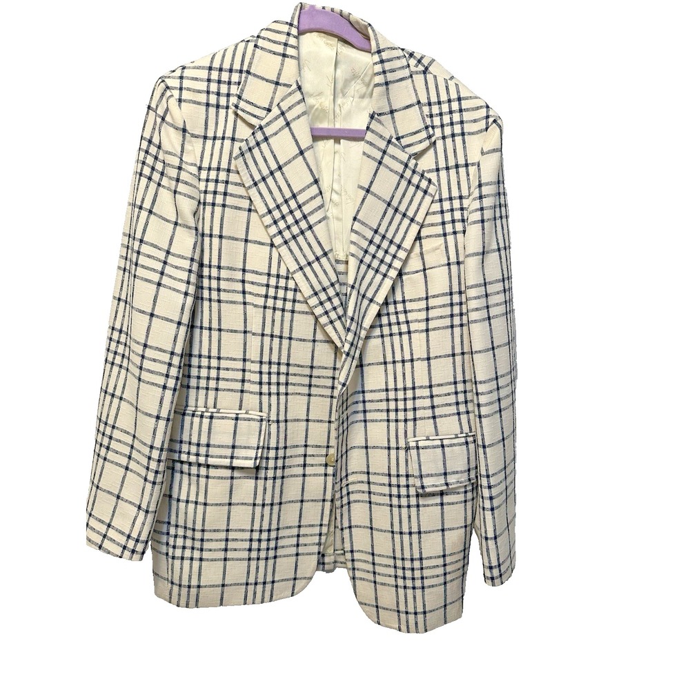 Vintage 1960's John Weitz Palm Beach Plaid Preppy Sport Coat  Lux Feel no sz
